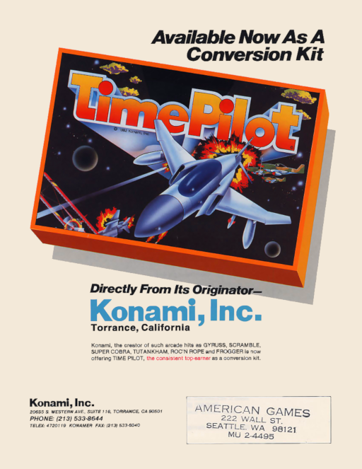 Time Pilot Arcade Game Cover
